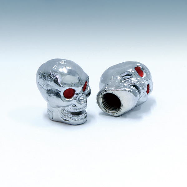 Chromed Skull Air Valve Caps MOONEYES (English)