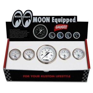 Photo1: MOON Equipped 5 Gauge Set  (White Face)