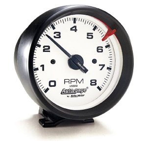 Photo1: Auto Gauge 8000RPM White Face Tachometer  Cylinder for 4/6/8  Black Cup