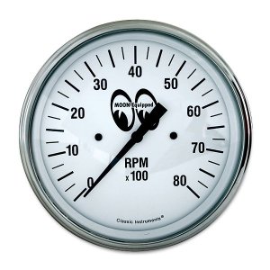 Photo1: MOON Equipped 3 3/8inch 10000RPM Tachometer  (White)
