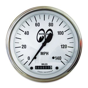 Photo1: MOON Equipped 3 3/8inch 140MPH Speed Meter  (White)