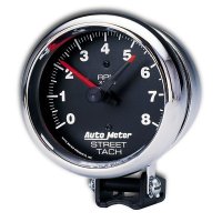 Performance  8000RPM Street Tachometer Cylinder for 4/6/8 Chrome