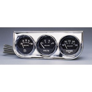 Photo1: Auto Gauge 2 1/16inch Chrome 3 Gauge Console  (Mechanical)
