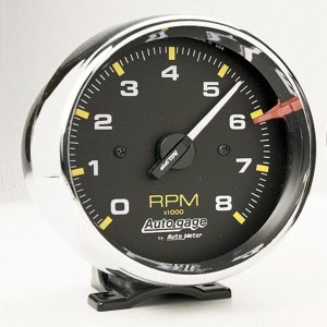 Photo1: Auto Gauge 8000RPM Tachometer Cylinder for 4/6/8 Chrome Plated