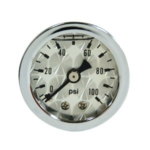 Photo1: Direct mount Pressure Gauge Engine-Turned Facia Face  (0-100psi)
