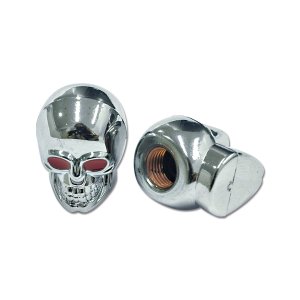 Photo1: Chromed Skull Air Valve Cap