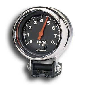Photo1: Performance  8000RPM Black Mini Tachometer Cylinder for 4/6/8