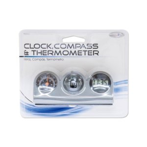 Photo2: Plastic Compass Clock Thermometer