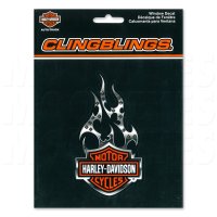 HARLEY - DAVIDSON w/Flames Cling Bling Decal (Sticker)
