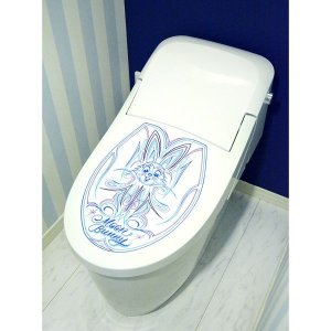Photo1: MOON Bunny Toilet Lid Sticker