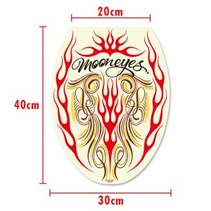 Photo3: MOON Red Flames Toilet Lid Sticker