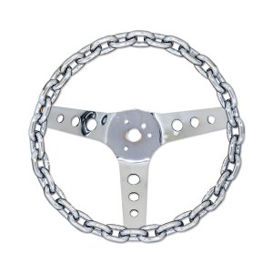 Photo1: Chain 3 Spoke 11" Chrome Steering Wheel