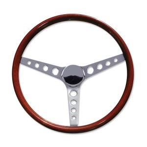 Photo1: 15" Wood Steering Wheel Round Hole