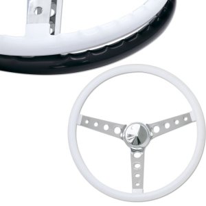 Photo1: MOONEYES ORIGINAL "Finger Grip" Steering Wheel 15" White (Vinyl Grip)