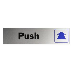 Photo1: Metal Sign Plate Sticker PUSH (Horizontal)