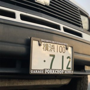 Photo1: Raised PORKCHOP Logo License Plate Frame for JPN size