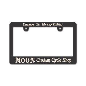 Photo3: Black License Frame for Motorcycle "MOON Custom Cycyle Shop"