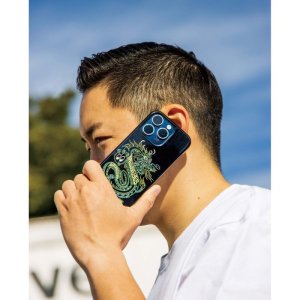 Photo1: MOON Pinstripe Dragon iPhone 15 Pro Hard Case