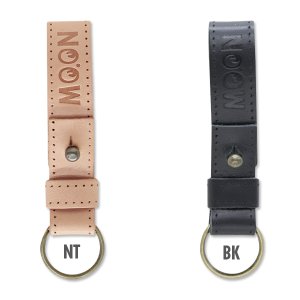 Photo1: MOON Leather Button Stud Key Ring