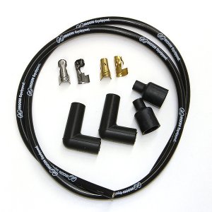 Photo1: MOON Equipped Black Silicon Spark Plug Wire set for H-D
