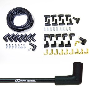 Photo1: MOON Equipped Logo Black Plug Wire Set (V8) 90-degree