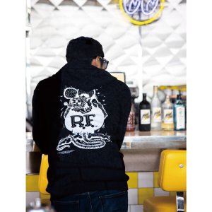 Photo3: Standing Rat Fink Mono Zip Hoodie