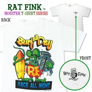 Photo1: Rat Fink Monster T-Shirt "Surf all Day"