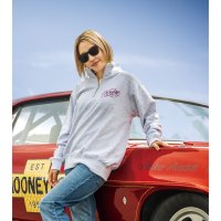 MOON Modern Script Logo Half Zip Sweatshirt