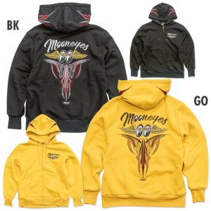 Photo6: Pinstripe Fly with MOON Emb. Zip Hoodie