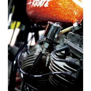 Photo2: MOON Equipped Black Silicon Spark Plug Wire set for H-D