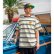 Photo1: MOON Multi-Striped Embroidered T-shirt (1)