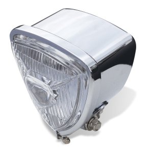 Photo3: Chrome Triangle Motorcycle Headlight