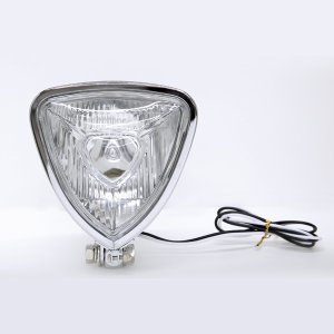 Photo5: Chrome Triangle Motorcycle Headlight (Flat Back)