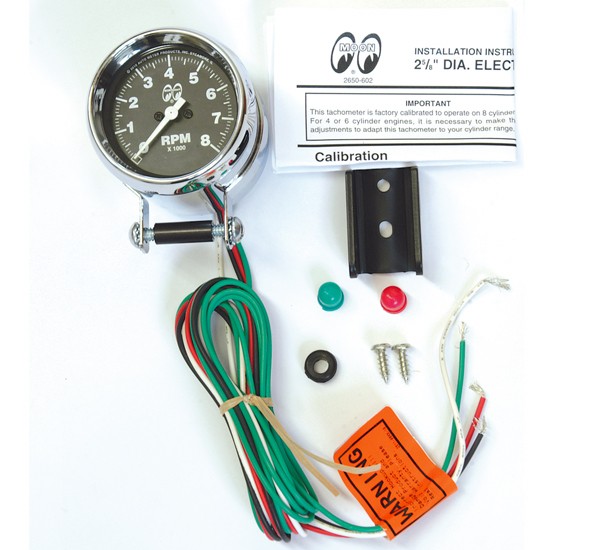 Red Classic Needles, Gold Trim Rings, Style Kit DIY Install Aurora Instruments 4275 Modern Rodder Tan Tachometer Gauge with Emblem 