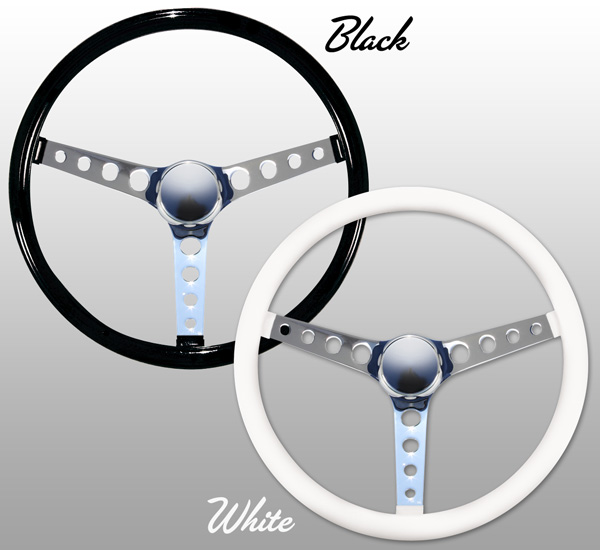 Classic Style Vinyl Grip Steering Wheel 38cm (15") 4 ROUNDHOLE SPOKES