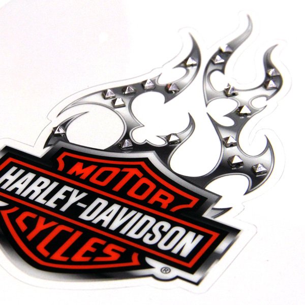 Photo3: HARLEY - DAVIDSON w/Flames Cling Bling Decal (Sticker) (3)