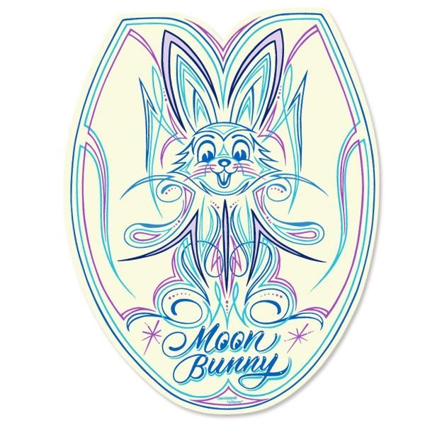 Photo2: MOON Bunny Toilet Lid Sticker (2)