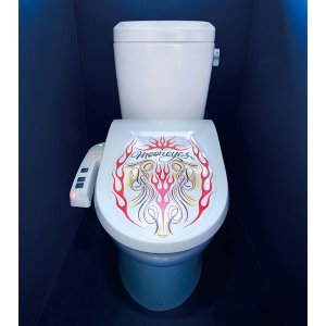 Photo: MOON Red Flames Toilet Lid Sticker