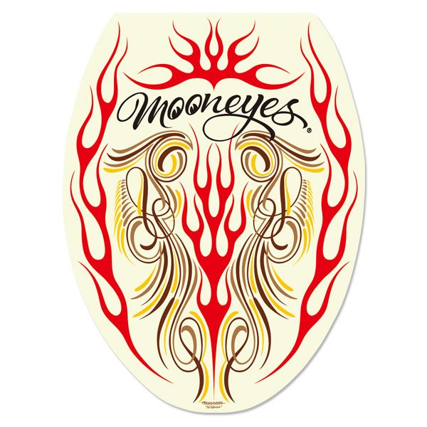 Photo2: MOON Red Flames Toilet Lid Sticker (2)
