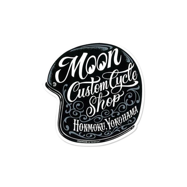 Photo2: MOON Custom Cycle Shop Motorcycle Helmet Sticker (2)