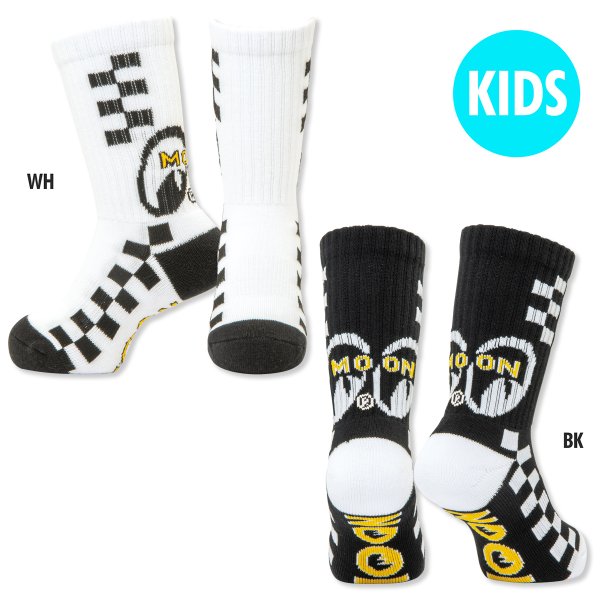 Photo2: Kids MOON Checker Line Socks (2)