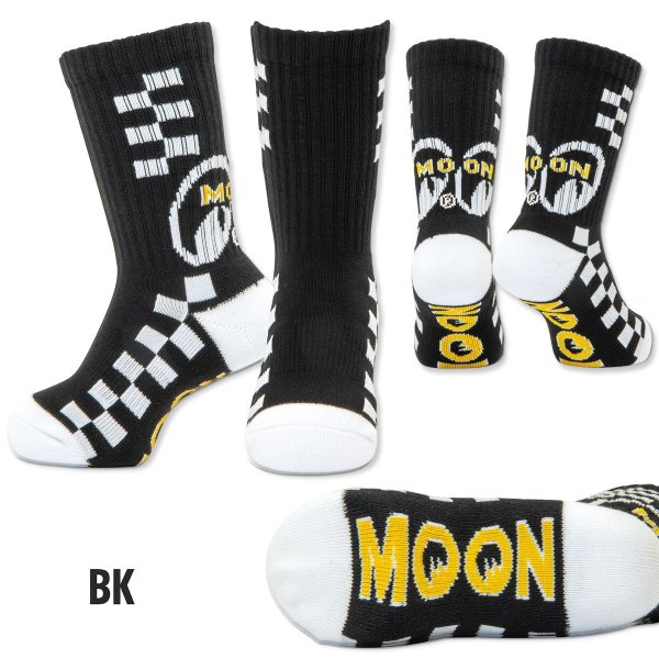 Photo4: Kids MOON Checker Line Socks (4)