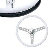 Photo: MOONEYES ORIGINAL "4-Holes Finger Grip" Steering Wheel 15" White (Vinyl Grip)