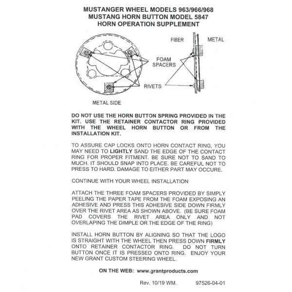 Photo3: GRANT Mustang Horn Button (3)
