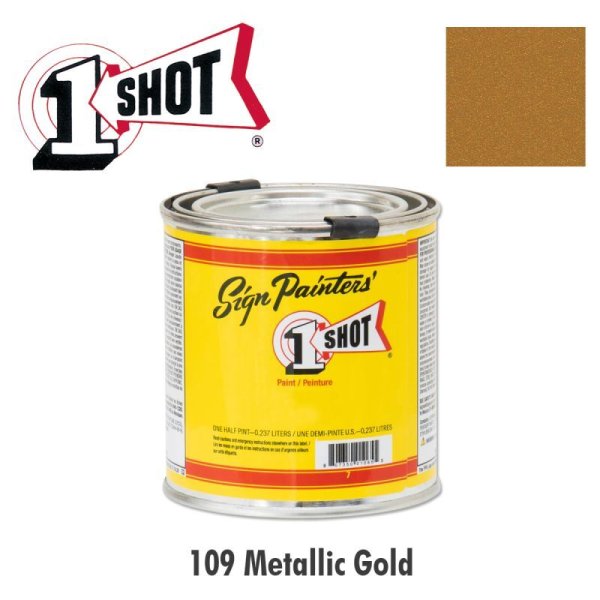 Photo1: Metallic Gold 109 - 1 Shot Paint Lettering Enamels 237ml (1)