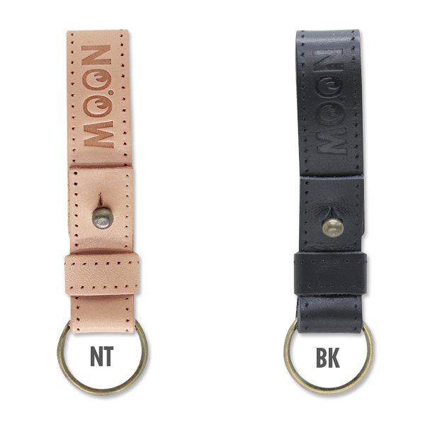 Photo1: MOON Leather Button Stud Key Ring (1)