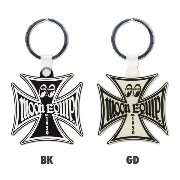 Photo1: MOON Equipped Iron Cross Key Ring (1)