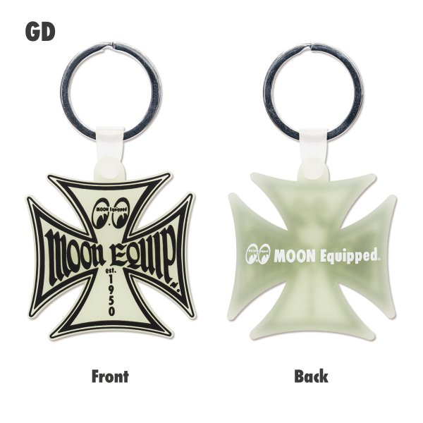 Photo3: MOON Equipped Iron Cross Key Ring (3)