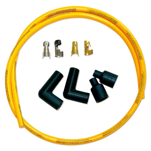 Photo1: MOONEYES YELLOW Silicon Spark Plug Wire set for H-D (1)