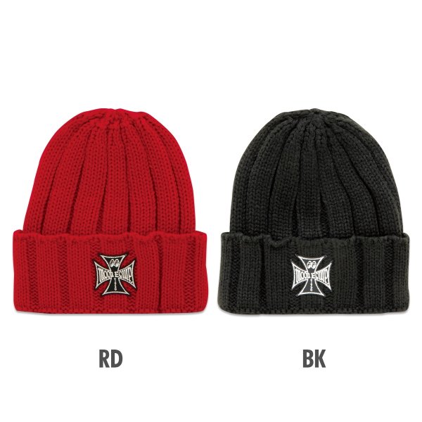 Photo3: MOON Equipped Iron Cross Beanie Cap (3)